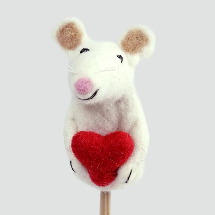 Littles The Winding Road | Felt Finger Puppet-Mouse With Heart