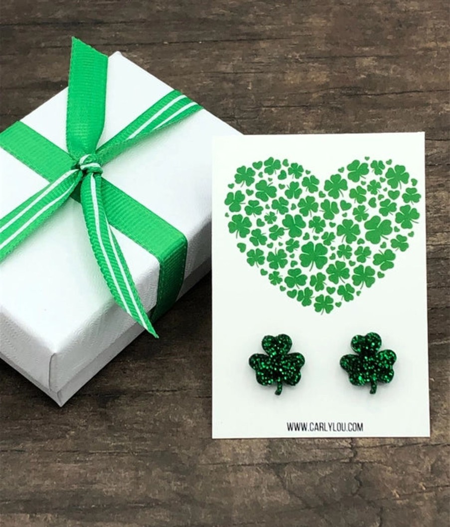 Women SYNPLE Earrings | Shamrock Earrings-Heart Shamrock Card-St Patrick'S Day