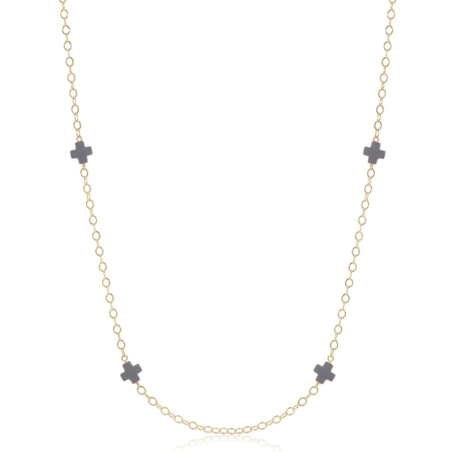 Women Enewton Necklaces | Necklace Simplicity Chain Gold-Signature Cross Charcoal