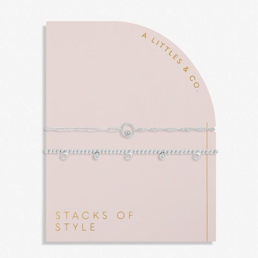 Women A Littles & Co. Bracelets | Stacks Of Style Organic Shape Bracelet Set In Silver Plating