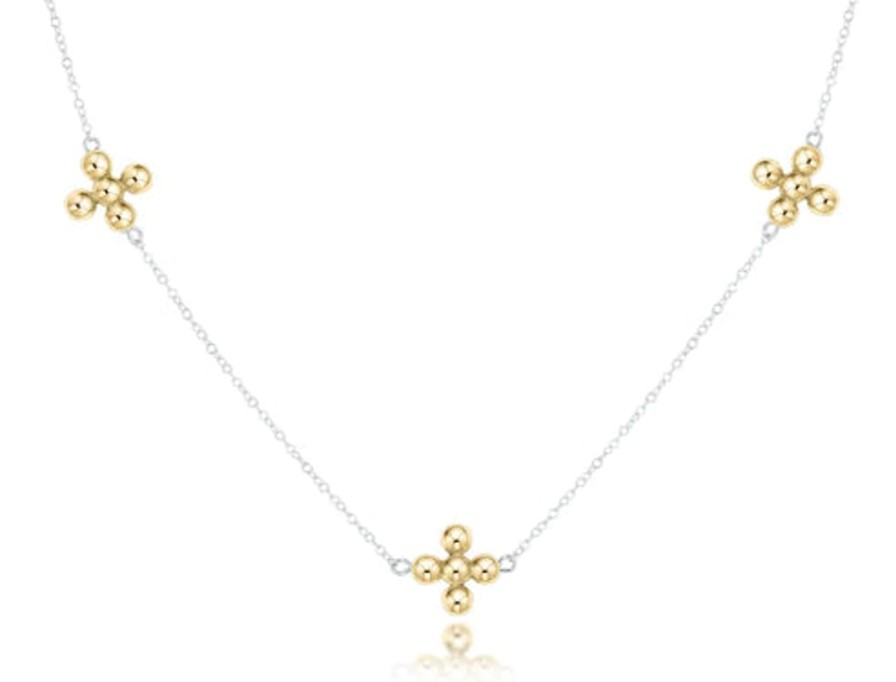 Women Enewton Necklaces | Choker Simplicity Chain Sterling Mixed Metal-Classic Beaded Signature Cross Gold