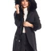 Women Fabulous Furs Sweaters & Jackets | Black Hooded Storm Coat