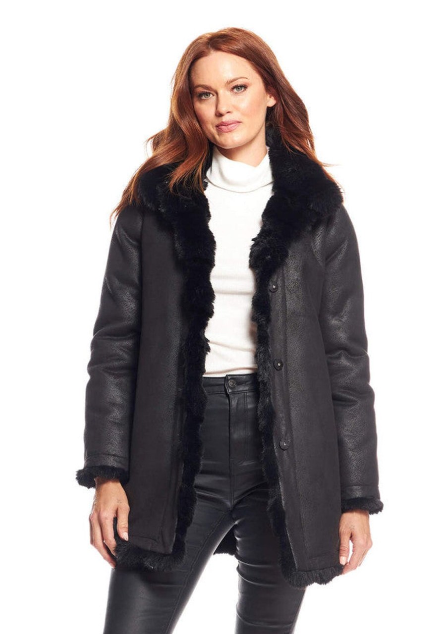 Women Fabulous Furs Sweaters & Jackets | Black Rainier Reversible Mink Coat