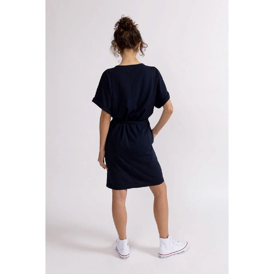 Women Stateside Dresses | Cotton Jersey Tie Waist Dress- New Navy