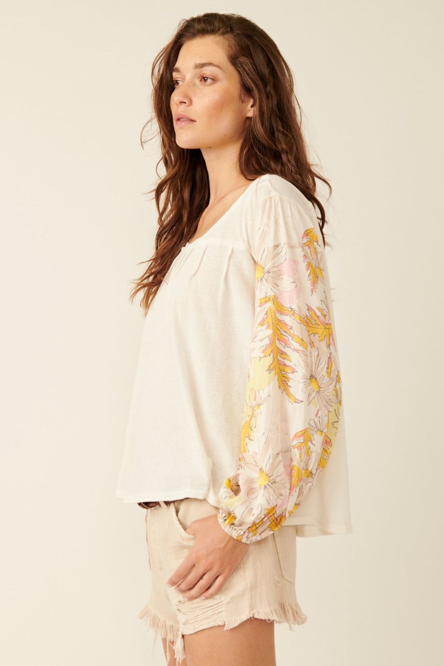 Women Free People Tops | Picking Petals Top-Gold Combo