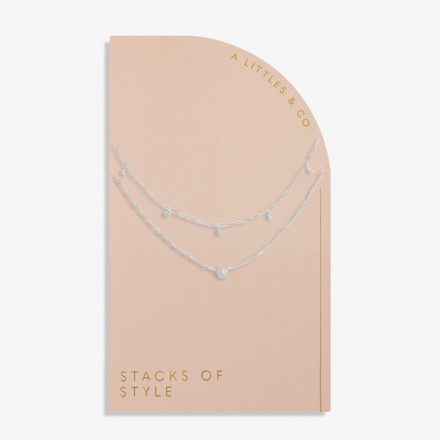 Women A Littles & Co. Necklaces | Stacks Of Style Moon Necklace In Silver Plating