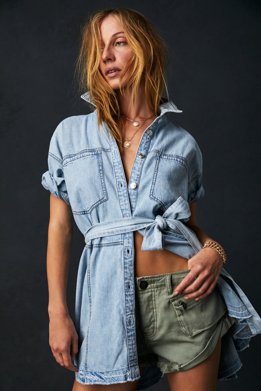 Women Free People Tops | Jenny Denim Tunic