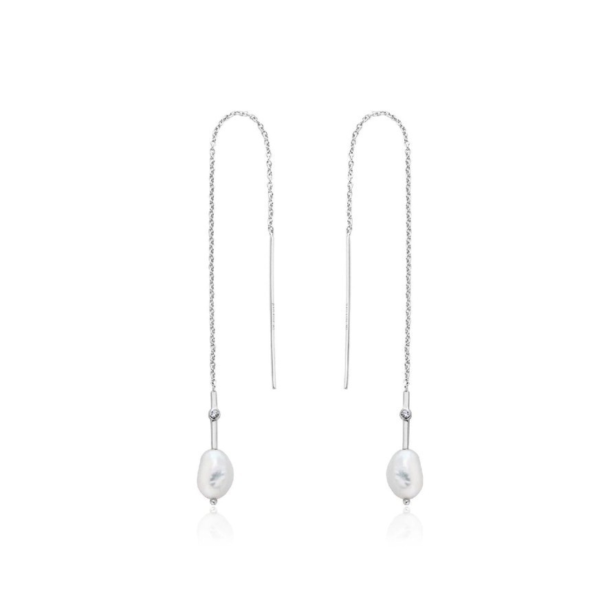 Women ANIA HAIE Earrings | Pearl Threader Earrings-Silver