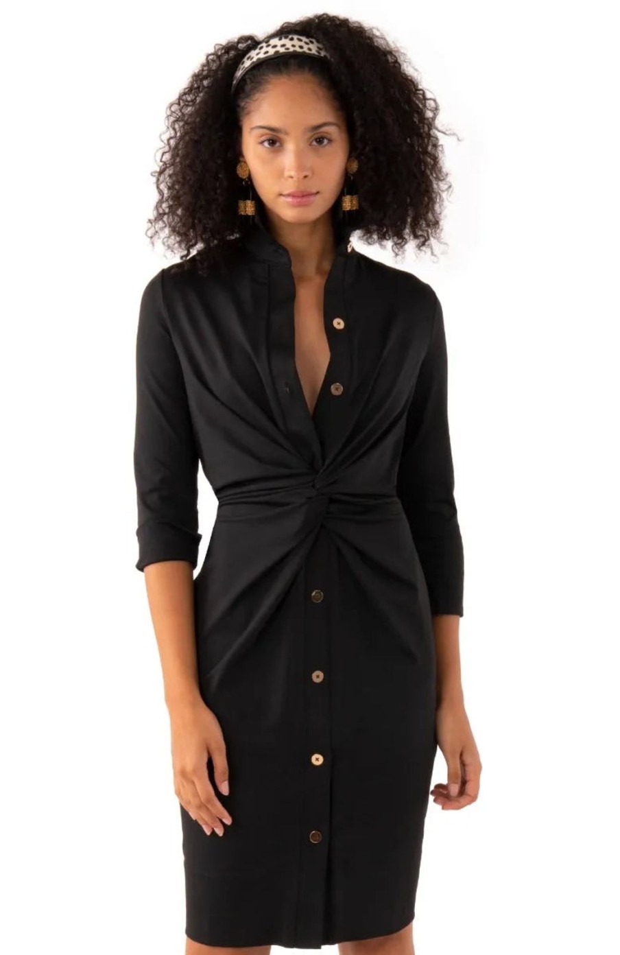 Women Gretchen Scott Dresses | Twist & Shout Dress With Buttons-Black