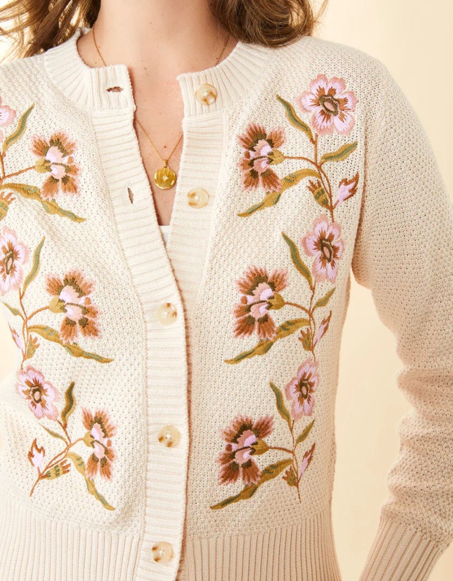 Women Spartina Sweaters & Jackets | Jayme Embroidered Cardigan-Calm Waters