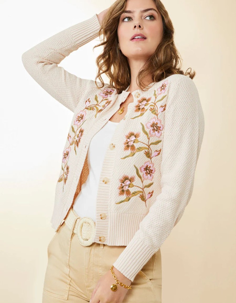 Women Spartina Sweaters & Jackets | Jayme Embroidered Cardigan-Calm Waters