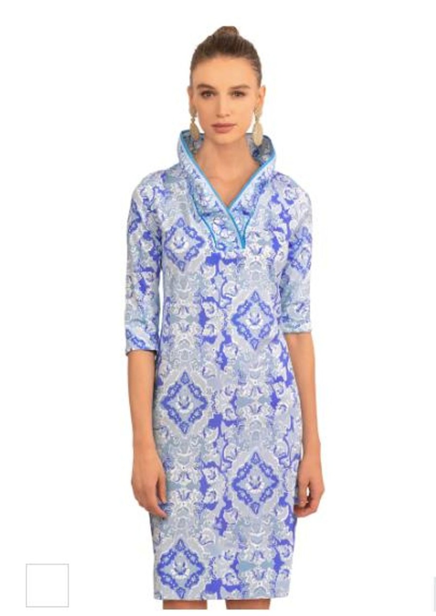 Women Gretchen Scott Dresses | Jersey Ruffneck Dress-Blue