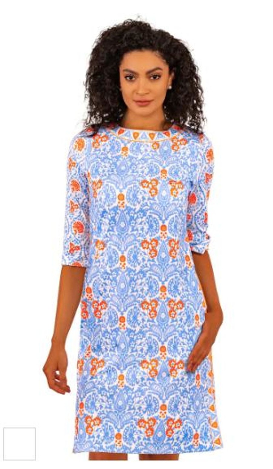 Women Gretchen Scott Dresses | Jersey Bateau Breeze Dress-Periwinkle/Orange