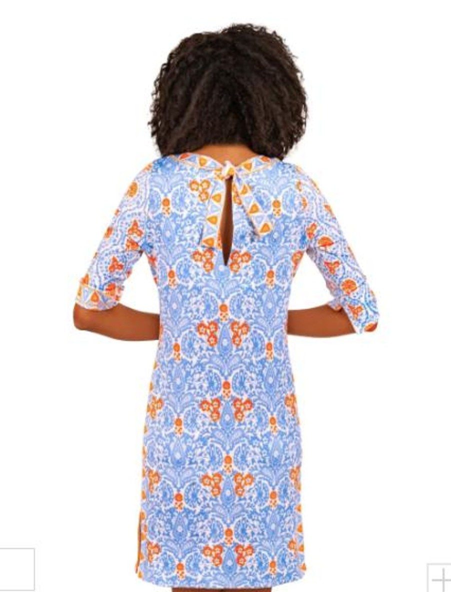 Women Gretchen Scott Dresses | Jersey Bateau Breeze Dress-Periwinkle/Orange