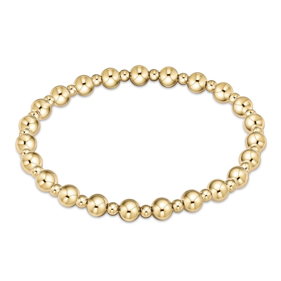 Women Enewton Bracelets | Classic Grateful Pattern 5Mm Bead Bracelet-Gold