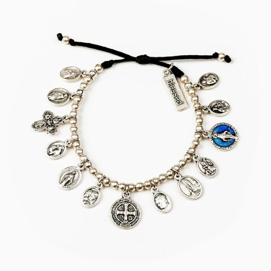 Women My Saint My Hero Bracelets | Glory, Saints & Angels Bracelet- Silver & Black