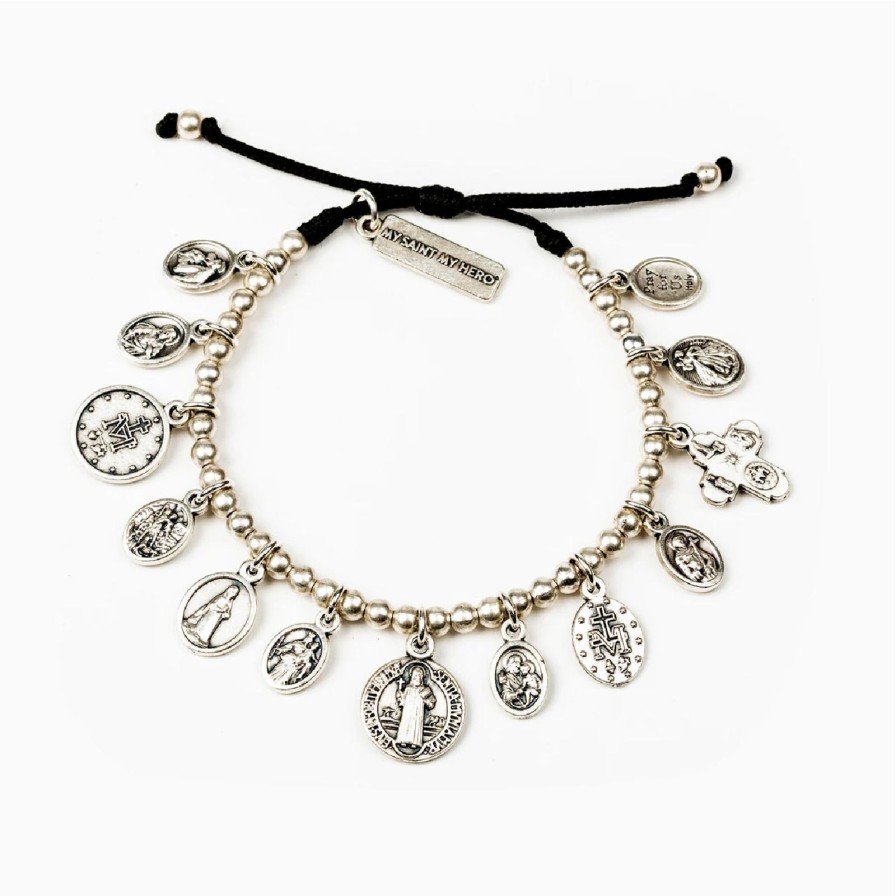 Women My Saint My Hero Bracelets | Glory, Saints & Angels Bracelet- Silver & Black