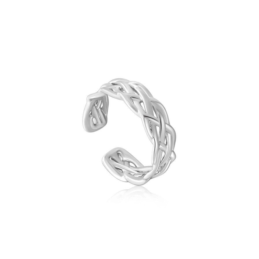 Women ANIA HAIE Rings | Silver Rope Wide Adjustable Ring