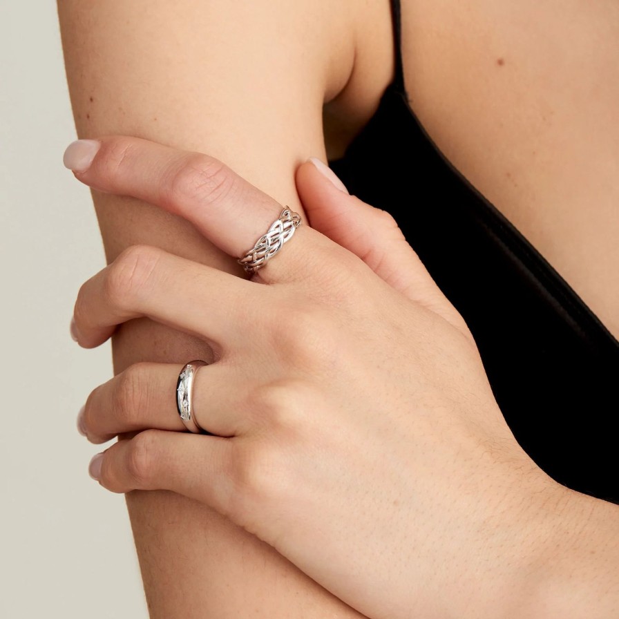 Women ANIA HAIE Rings | Silver Rope Wide Adjustable Ring