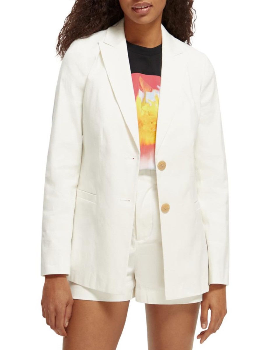 Women Scotch & Soda Tops | Single Breasted Blazer-White