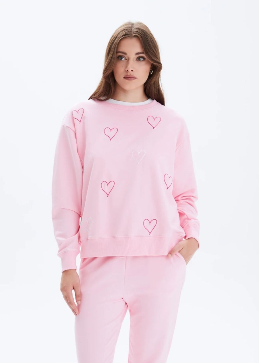 Women CHRLDR Tops | Heart Stitch Crewneck