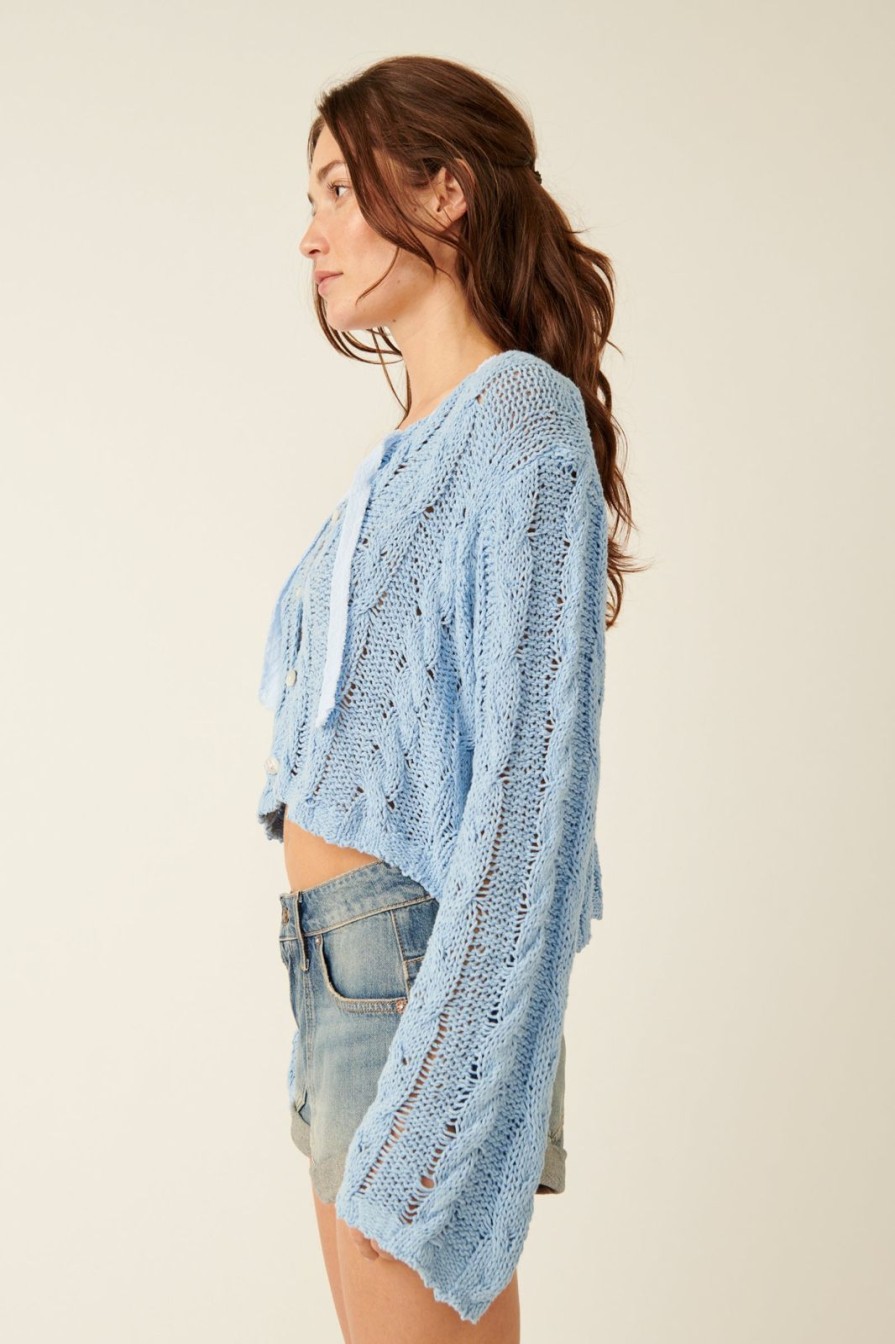 Women Free People Sweaters & Jackets | Robyn Cardi-Blue Bell