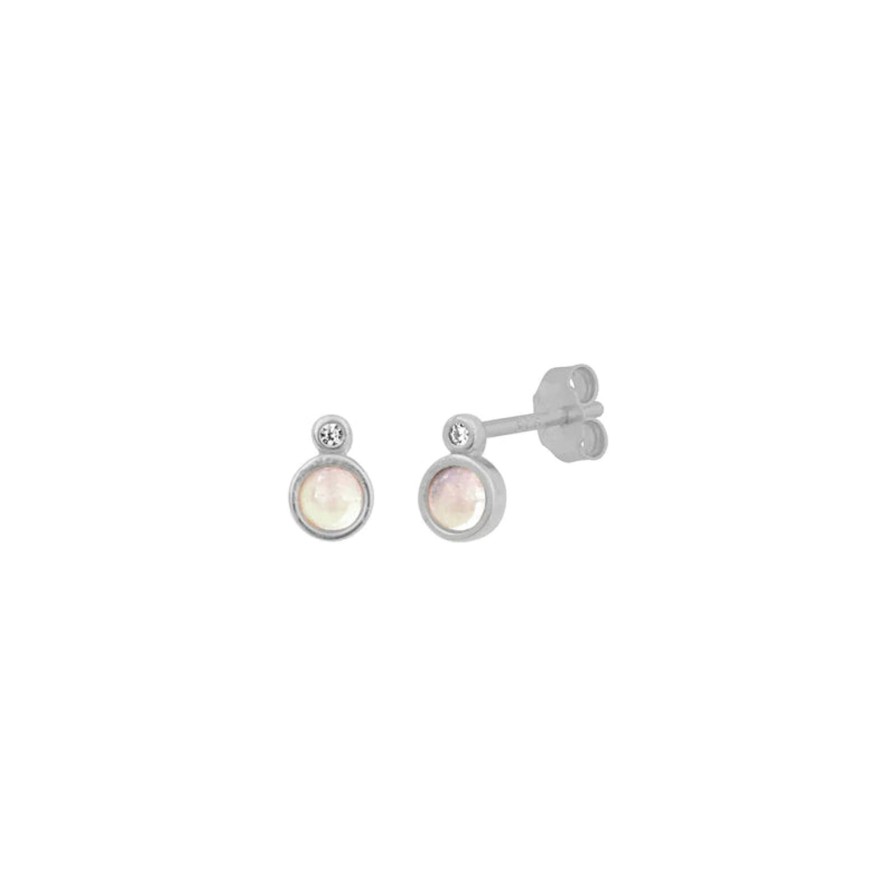 Women Fyb Earrings | Reese Moonstone Studs-Silver