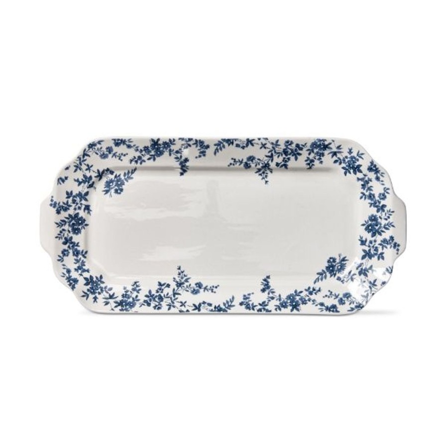 Home SYNPLE Serveware | Cottage Floral Rectangular Platter-Blue