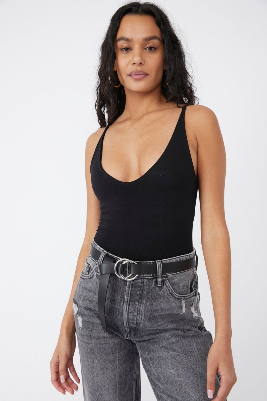 Women Free People Tops | Seamless V Neck Cami-Black