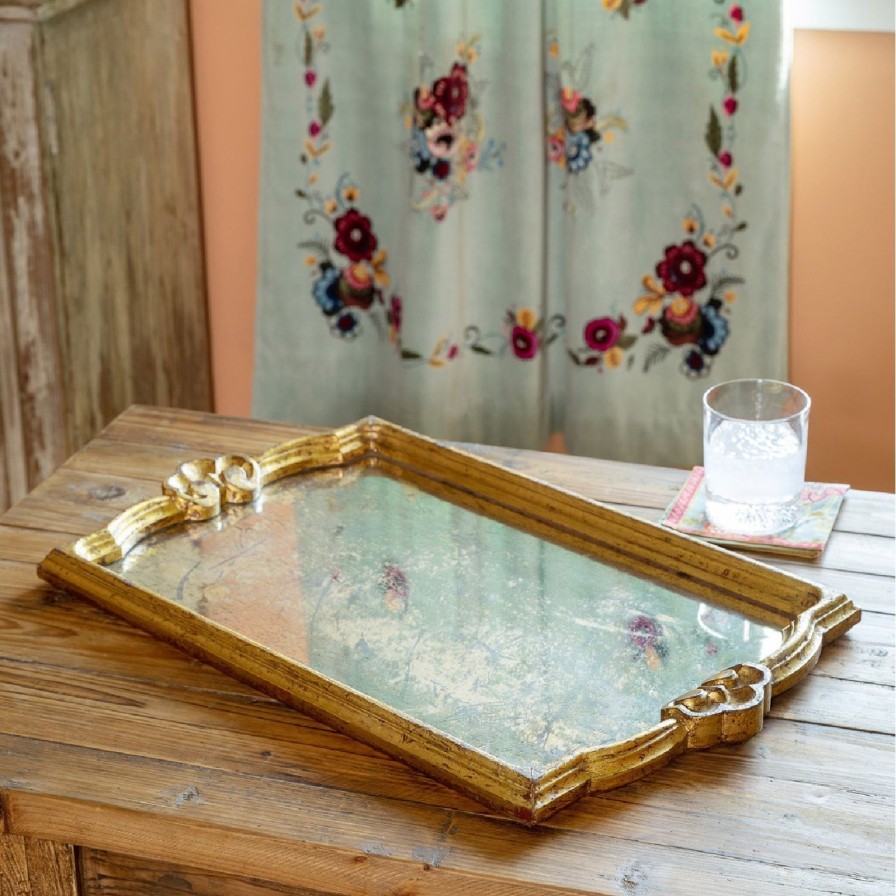 Home SYNPLE Decor | Leda Antique Mirrored Tray