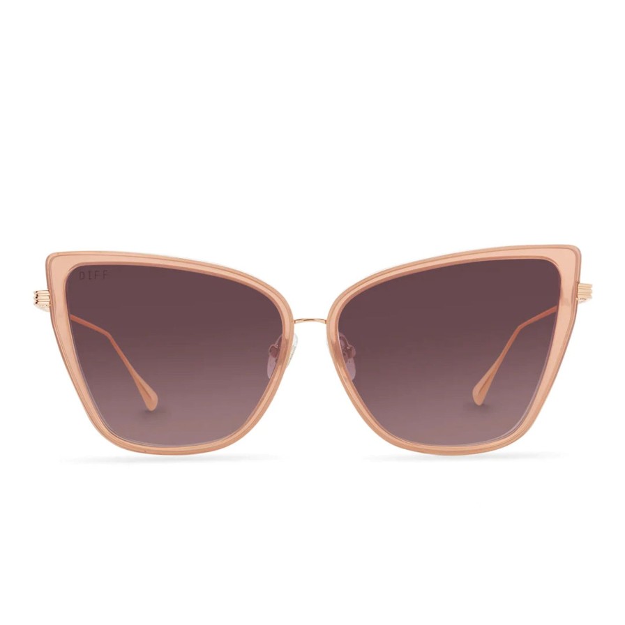 Women DIFF Eyewear Eyewear | Valerie Rose Gold Wine Gradient Sunglasses