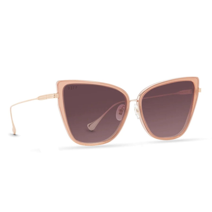 Women DIFF Eyewear Eyewear | Valerie Rose Gold Wine Gradient Sunglasses