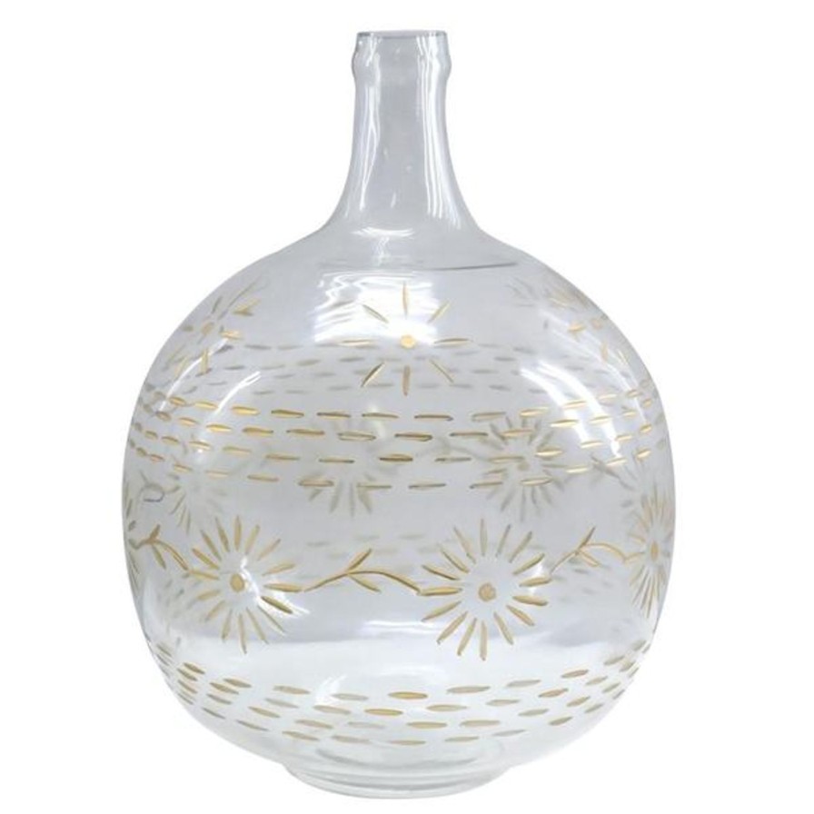 Home SYNPLE Decor | Glass Etched Flowers Vase