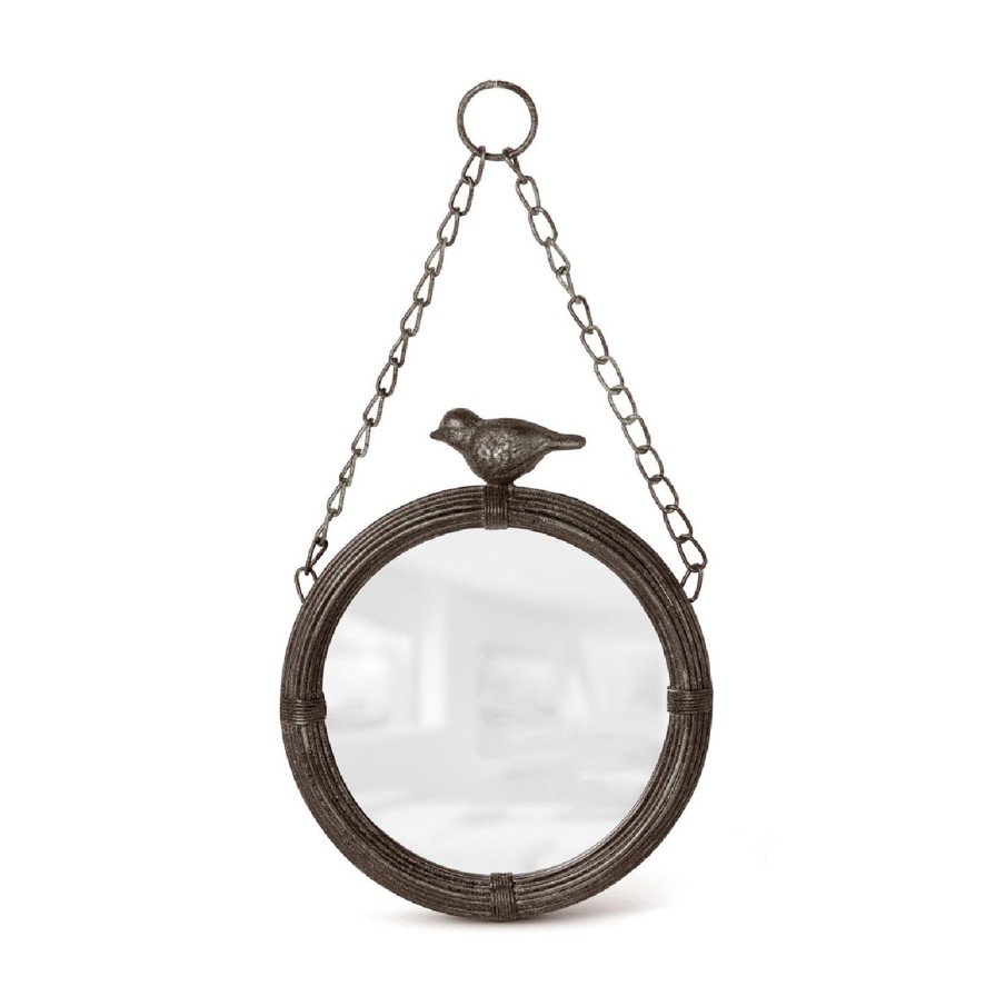 Home SYNPLE Decor | Hanging Round Mirror With Bird Detail-2 Sizes