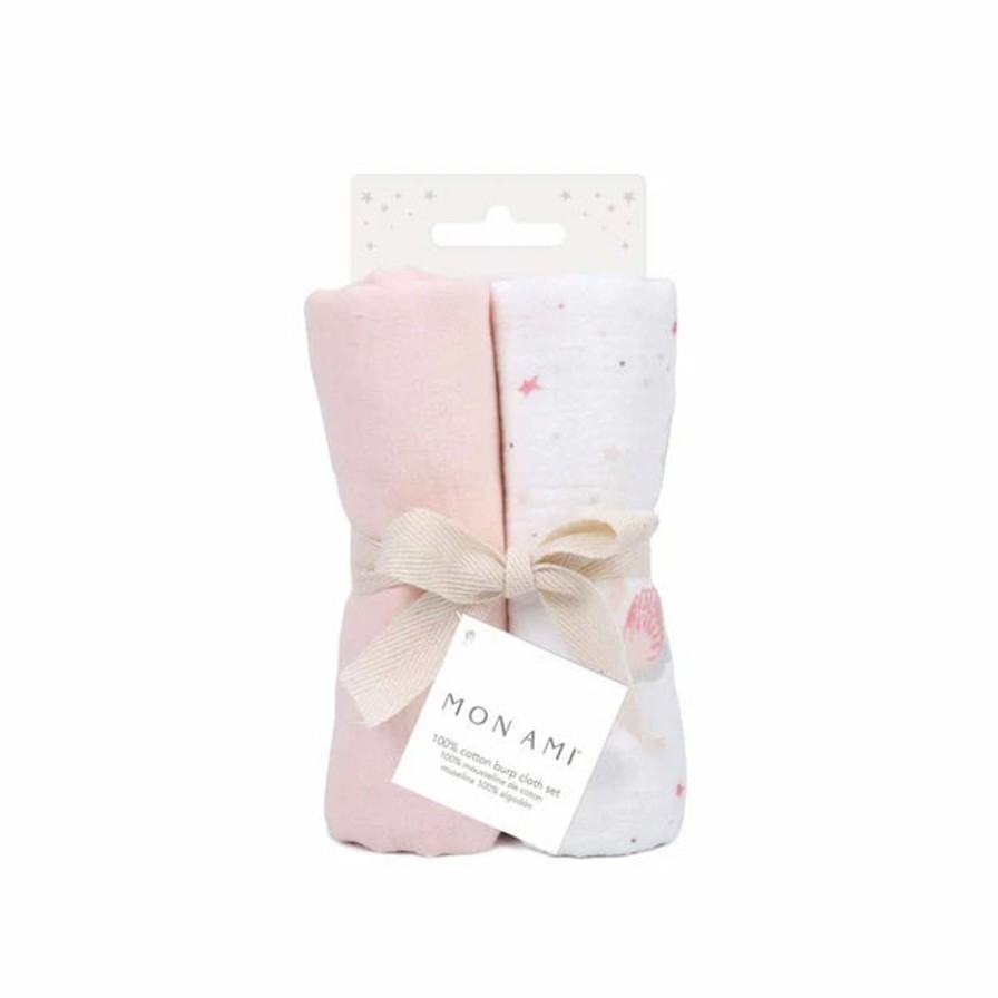 Littles Mon Ami | French Swan 2 Pc Burp Cloth Set