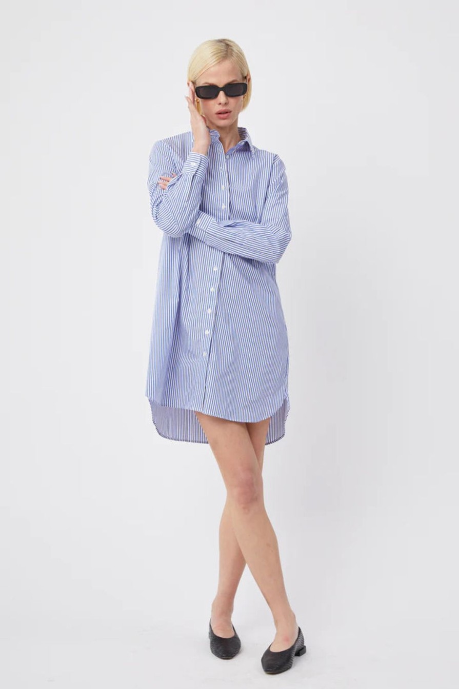 Women The Shirt Dresses | The Wfh Dress-Blue/White Stripe