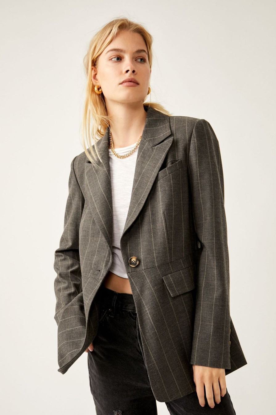 Women Free People Sweaters & Jackets | Charlotte Blazer-Charcoal Combo