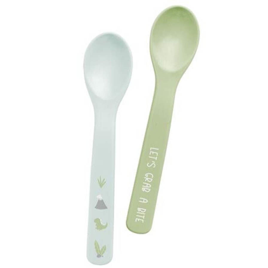 Littles Stephen Joseph | Silicone Baby Spoons-Set Of 2-Dino