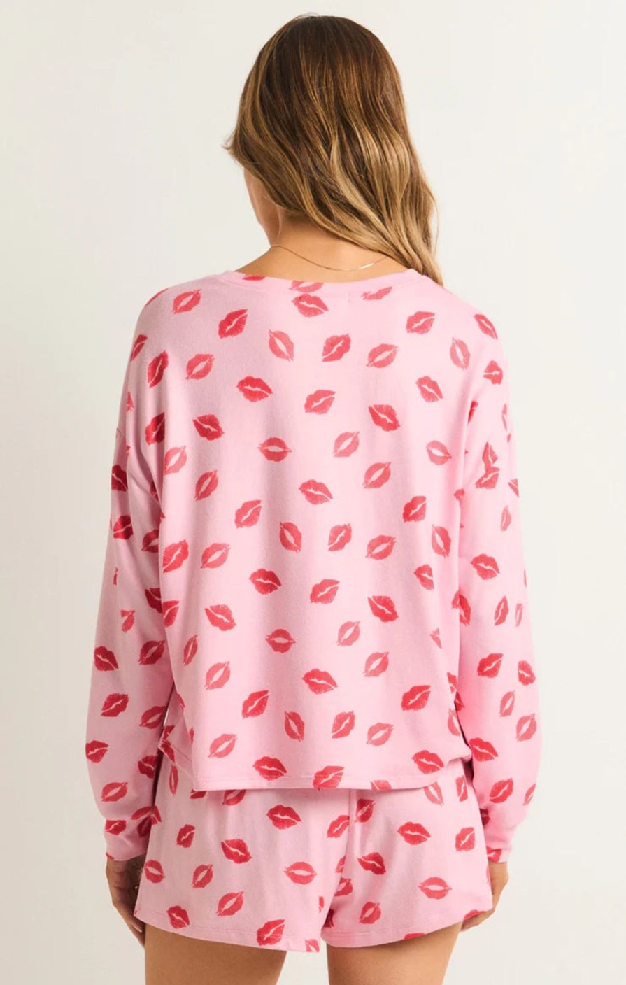 Women ZSupply Tops | Pucker Up Kisses Long Sleeve Top