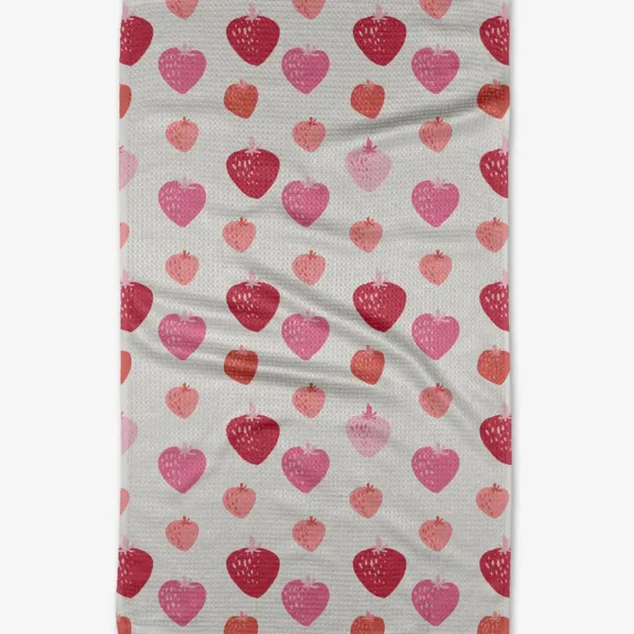 Home Geometry Linens | Pink Strawberries Tea Towel