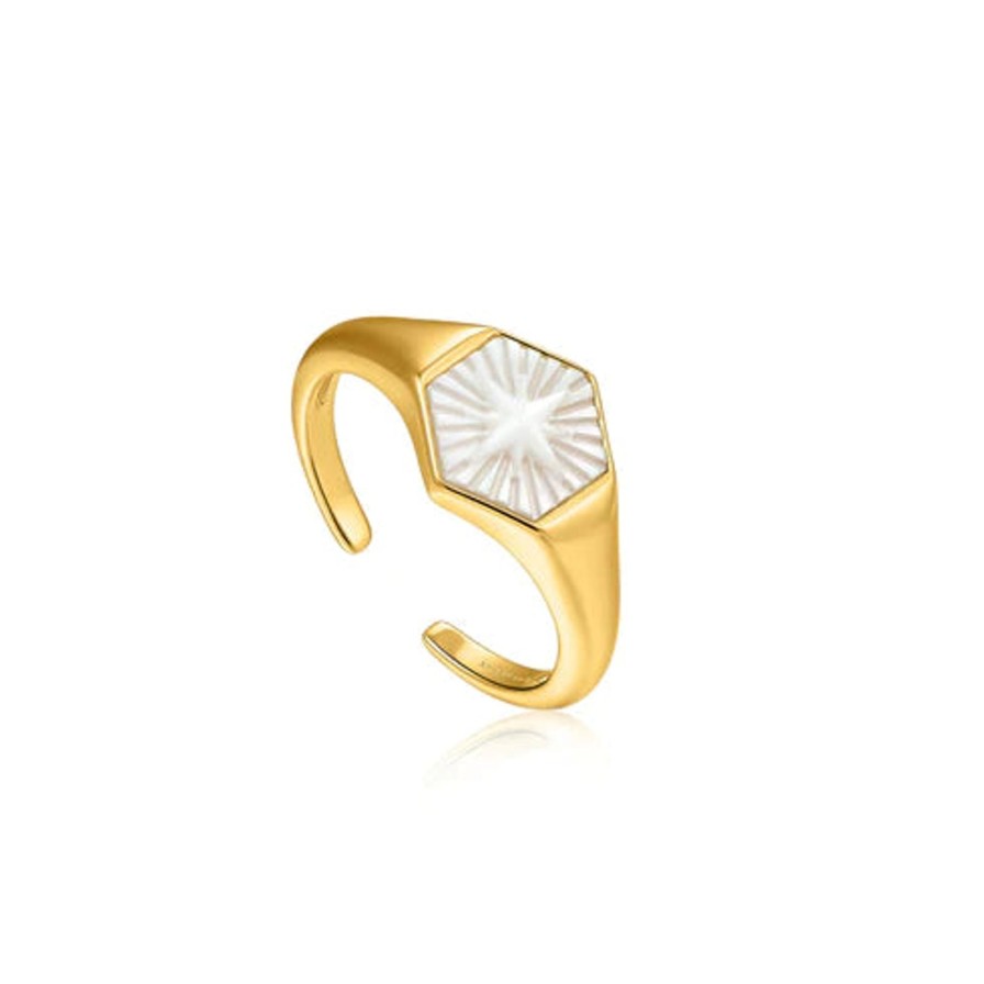 Women ANIA HAIE Rings | Compass Emblem Gold Adjustable Ring