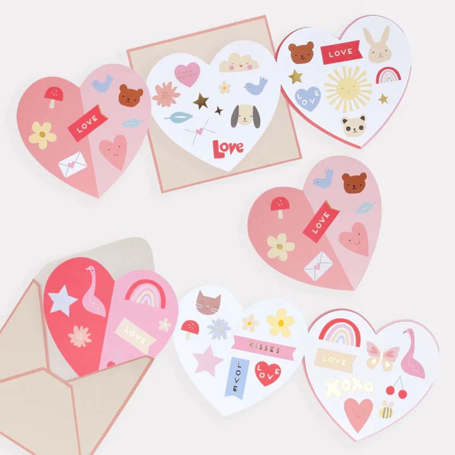 Seasonal Meri Meri | Heart Concertina Valentine Cards & Stickers (X 12)