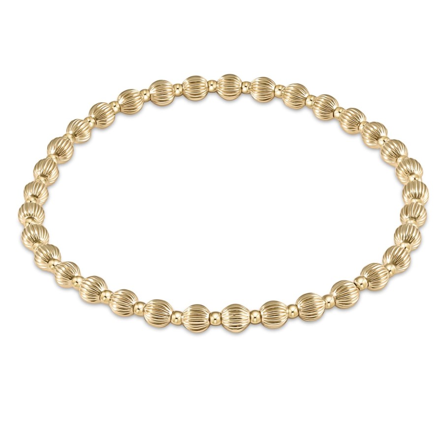 Women Enewton Bracelets | Dignity Grateful Pattern 4Mm Bead Bracelet-Gold