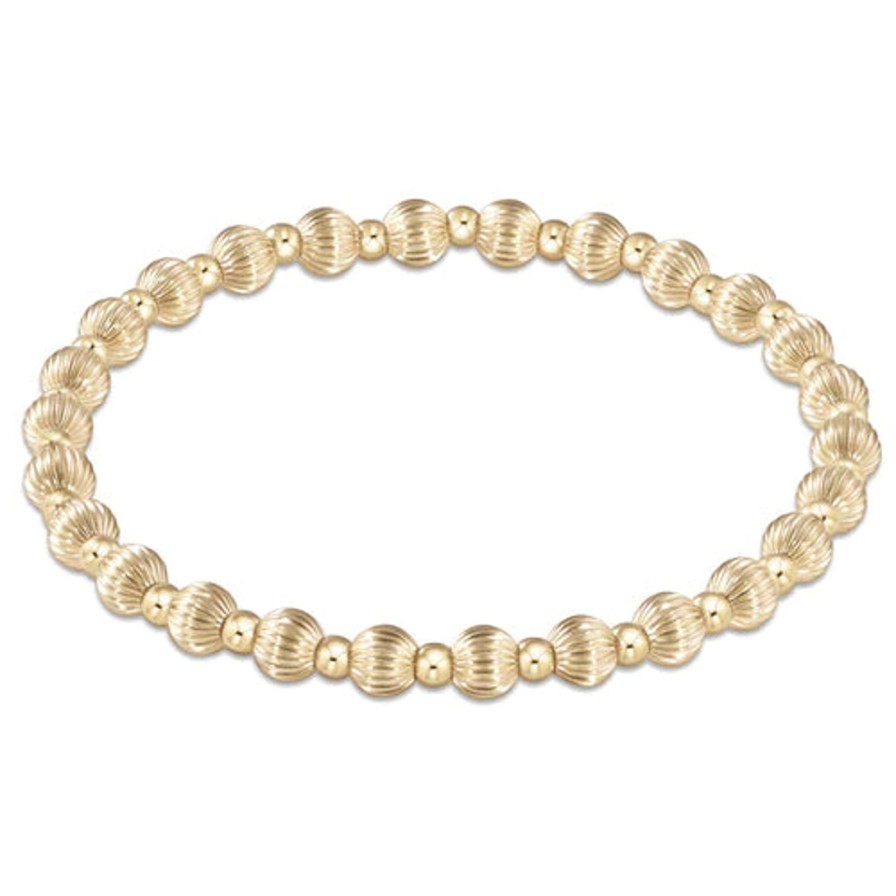 Women Enewton Bracelets | Dignity Grateful Pattern 5Mm Bead Bracelet-Gold