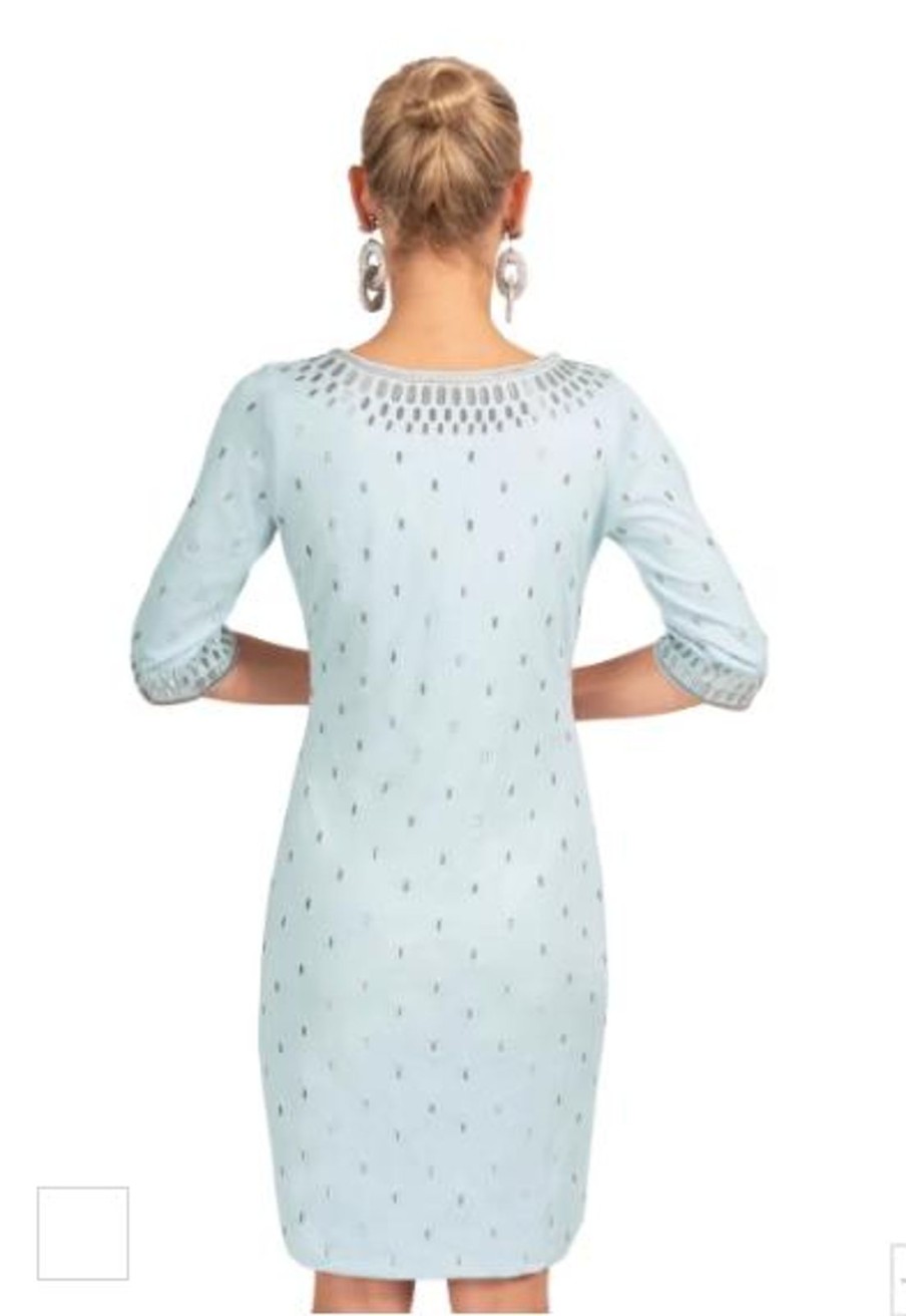 Women Gretchen Scott Dresses | Jersey Embroidered Dress-Pale Blue/Silver