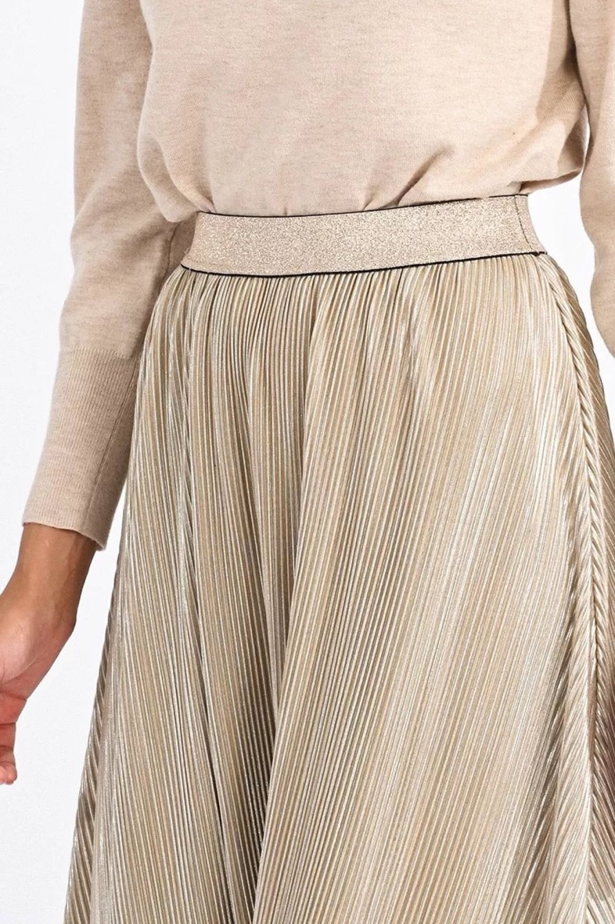 Women Molly Bracken Bottoms | Long Pleated Gold Skirt